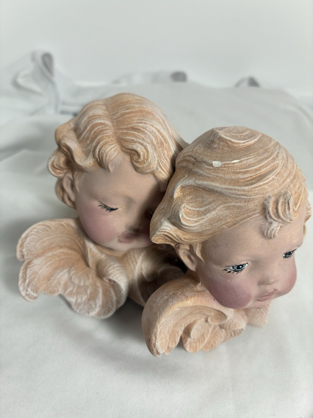 1987 Scioto Cherub Angels Ceramic Hand Painted Wall Decor Set of 3