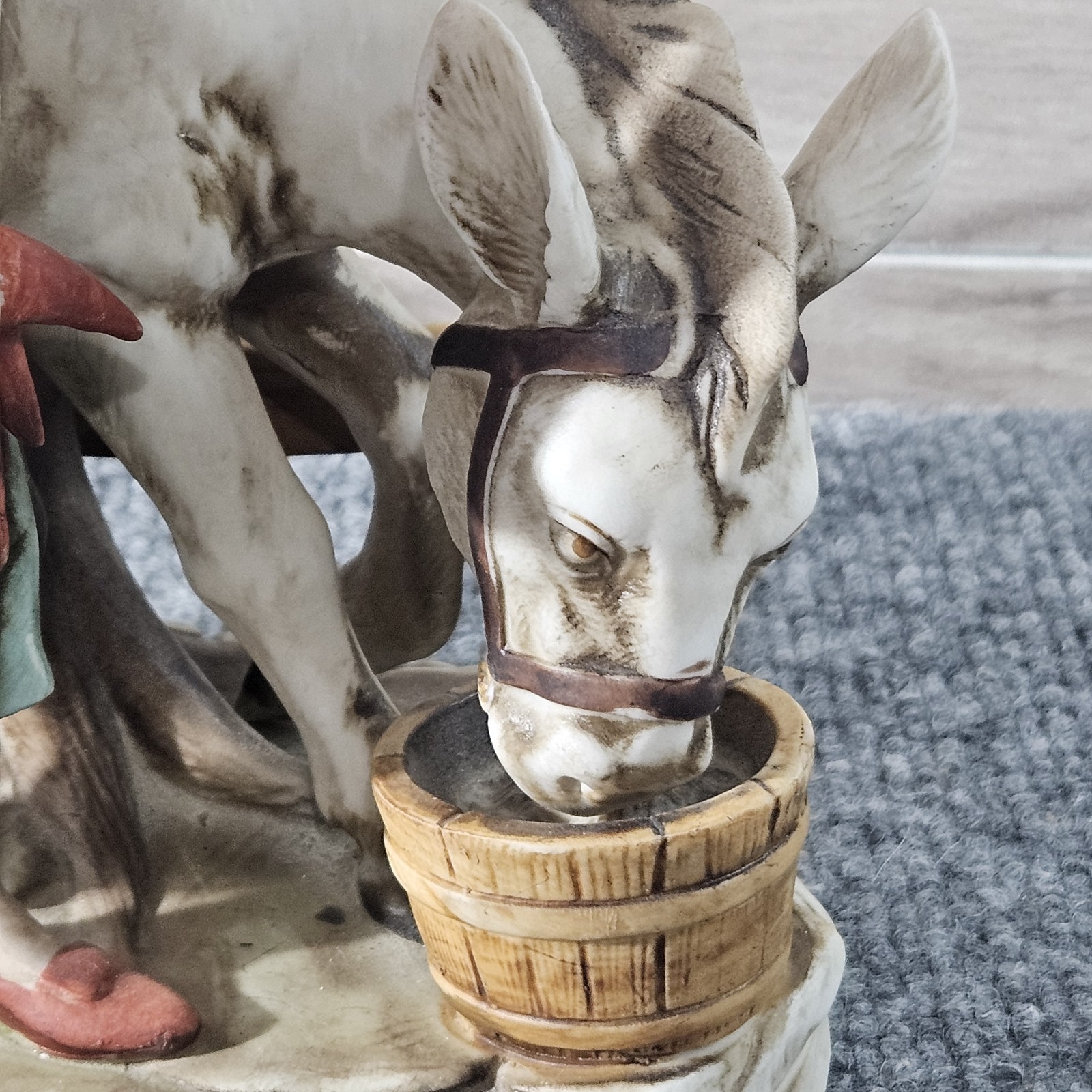 Ardco Japan Porcelain Figurine Girl with Donkey Water Bucket Vintage