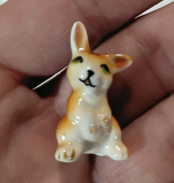 Miniature Porcelain Rabbits, Lot of 3 Vintage Ceramic Set Of Mini Bunny Figures