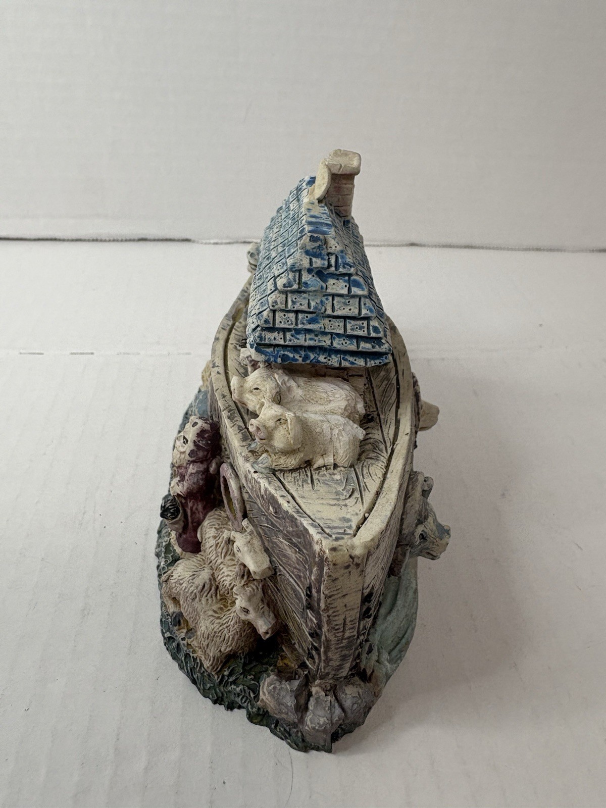 Vintage 90s Noah’s Ark Figurine Statue w/ Animals Resin Ceramic Shelf Statue