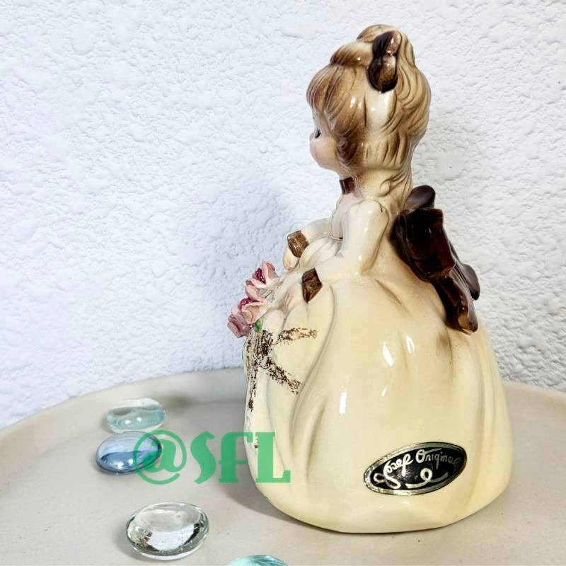 🐈Josef Originals Girl In Beige Dress Brown Bow Heels From The Dress Up Series