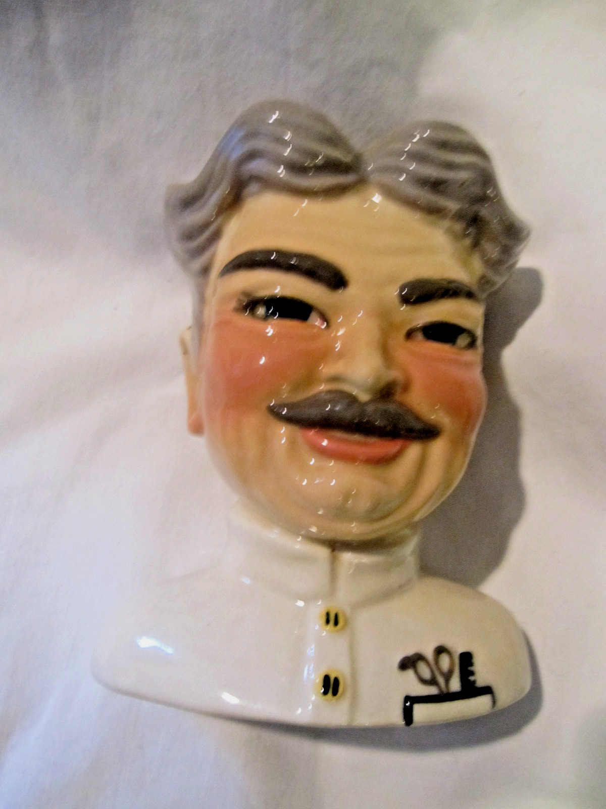 Vtg BANGER HEAD Ceramic Arts Studio Barber Shop Head Razor Blade Bank 4 3/4″