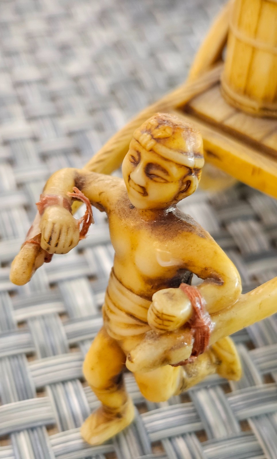 Mixed Lot of 7 VTG Asian Miniature Figurines Wood/Resin Village Life Scenes MCM