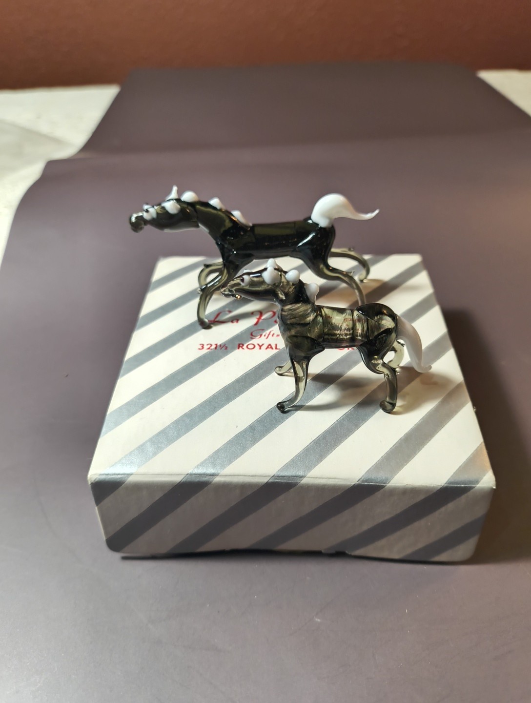 Vintage Hand Blown Glass Horse Souvenir New Orleans w/ Box Small Medium