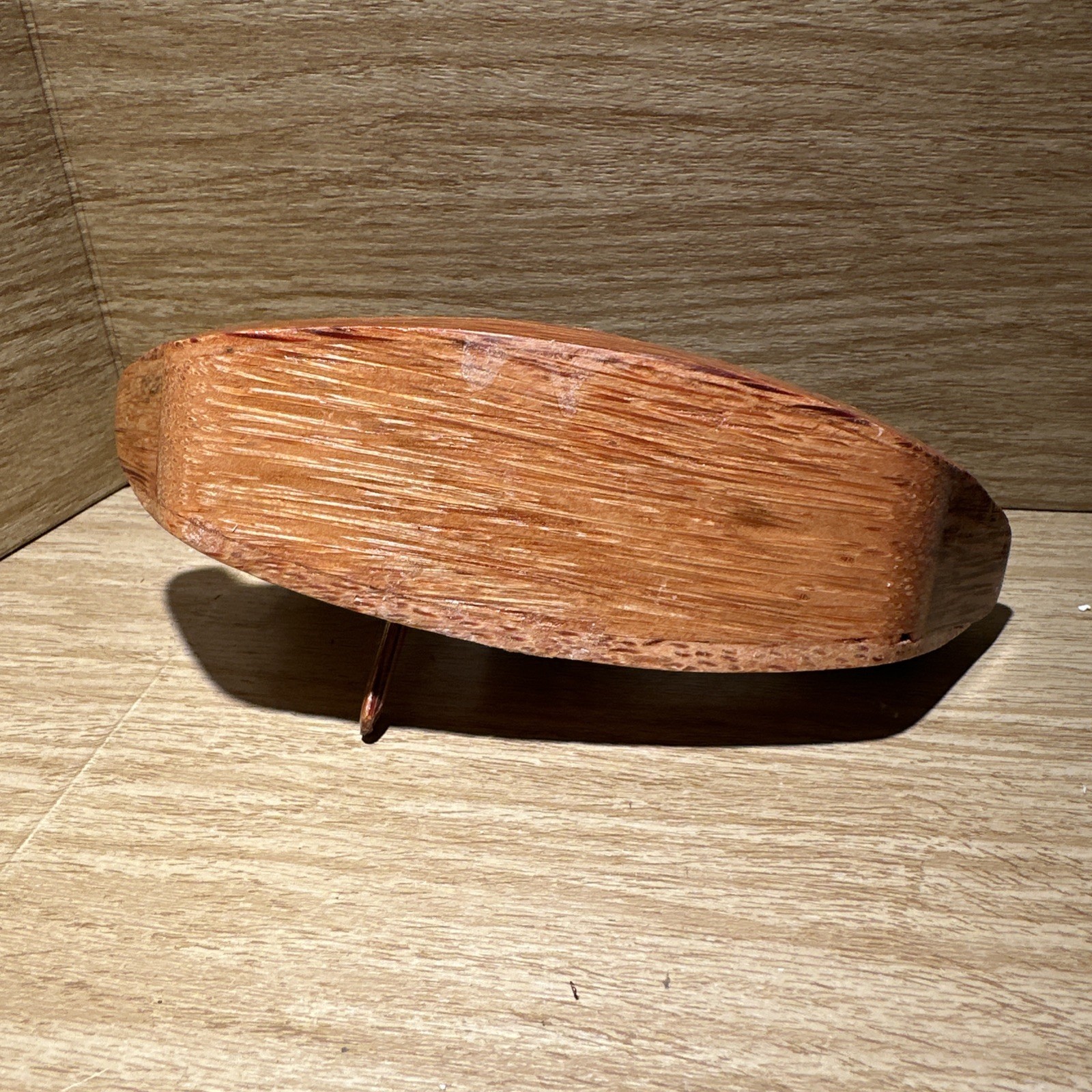 Carved Man Rowing In Wood Boat With Oar – Coconuts On Front Souvenir. Figural