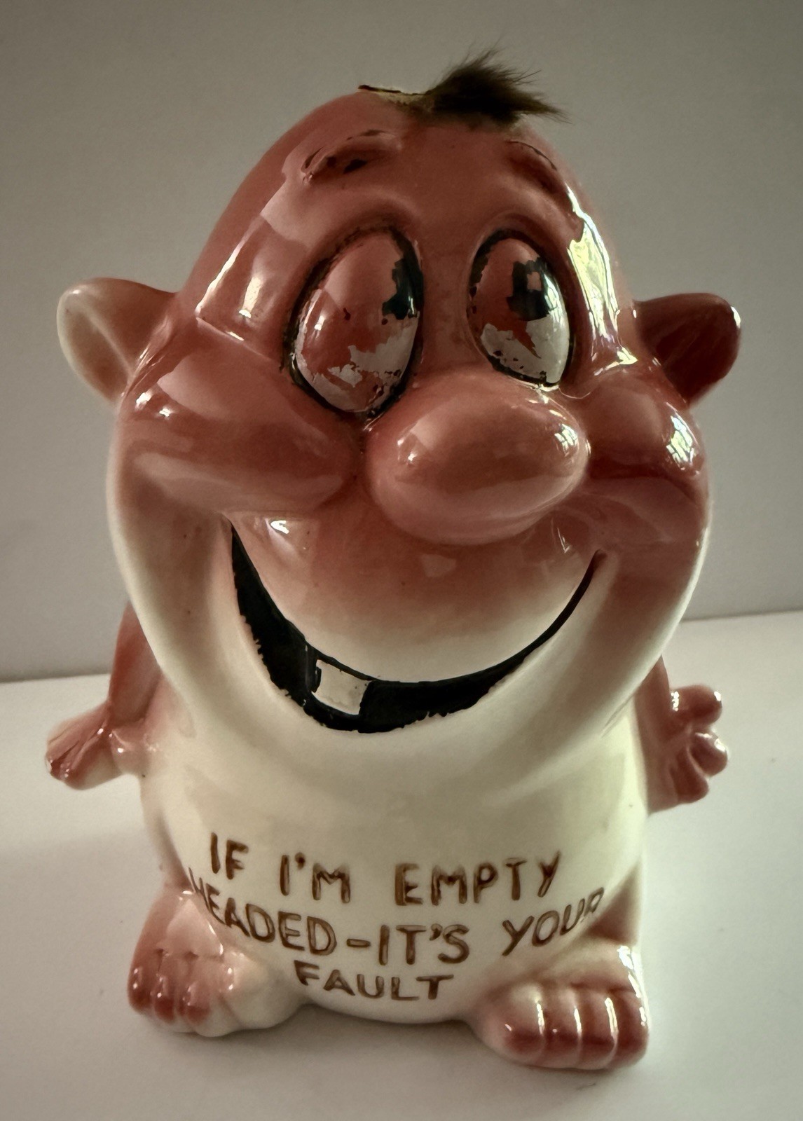 1960’s Japan Kreiss Psycho Ceramics “Empty Headed” Ceramic Bank W/ Stopper