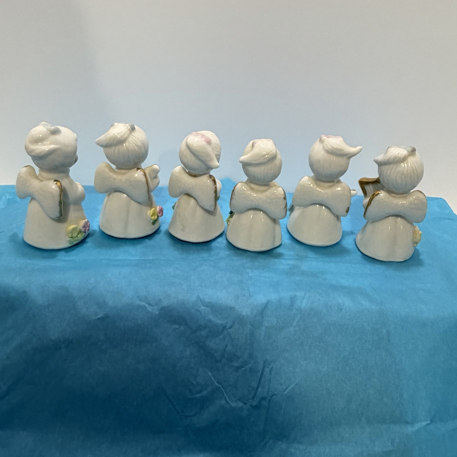 Vintage Mini Porcelain Christmas Angels Gold Musical Instruments Orchestra