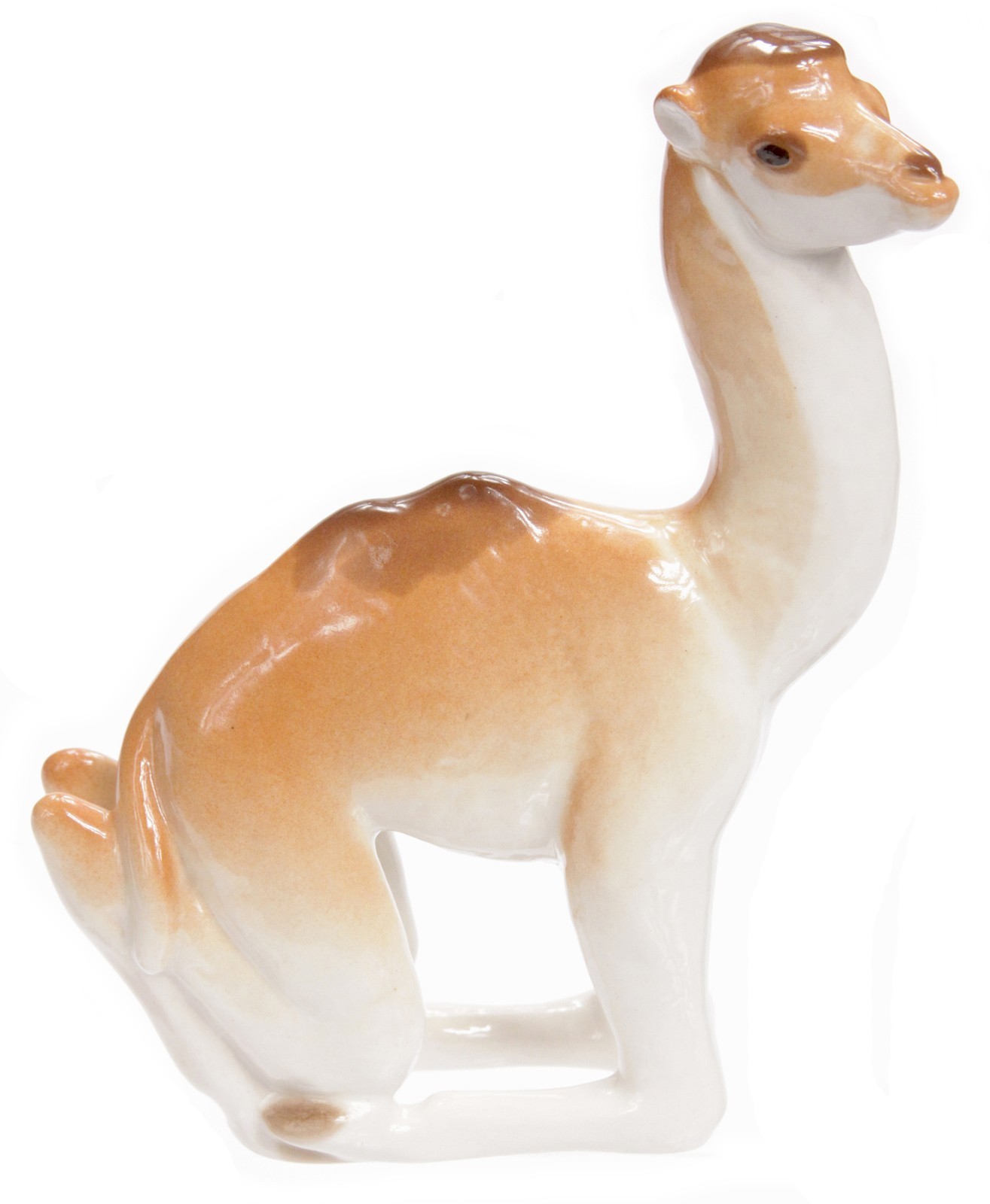 Vintage Russian Lomonosov Porcelain Baby Camel Figurine 6.5″ USSR Russia Llama