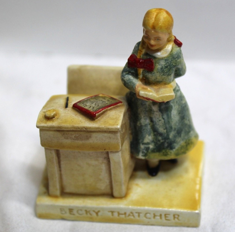 Sebastian Handcast & Hand Painted Becky Thatcher Signed 1948 Prescott w Baston