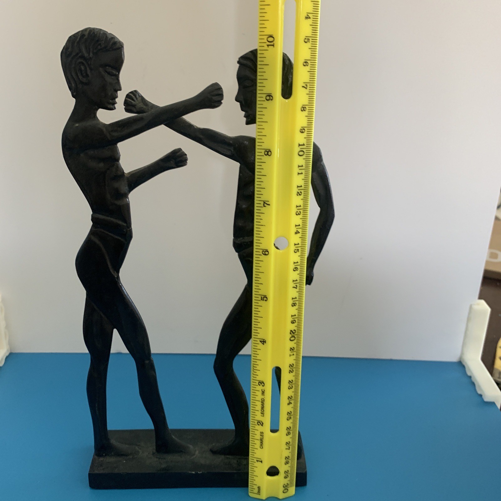 Rustic Two Men Boxing Case Iron Statue Figurine Table Decor 10 Inch Tall