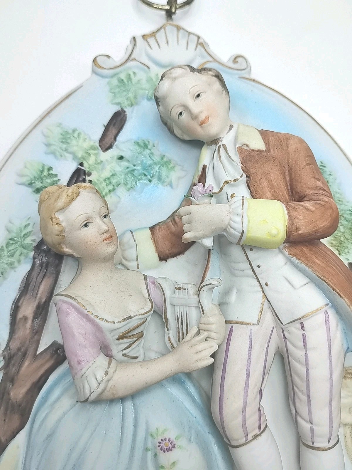 Vintage Porcelain Courting Couple Plaques With Man And Women Set Of Two 🥳