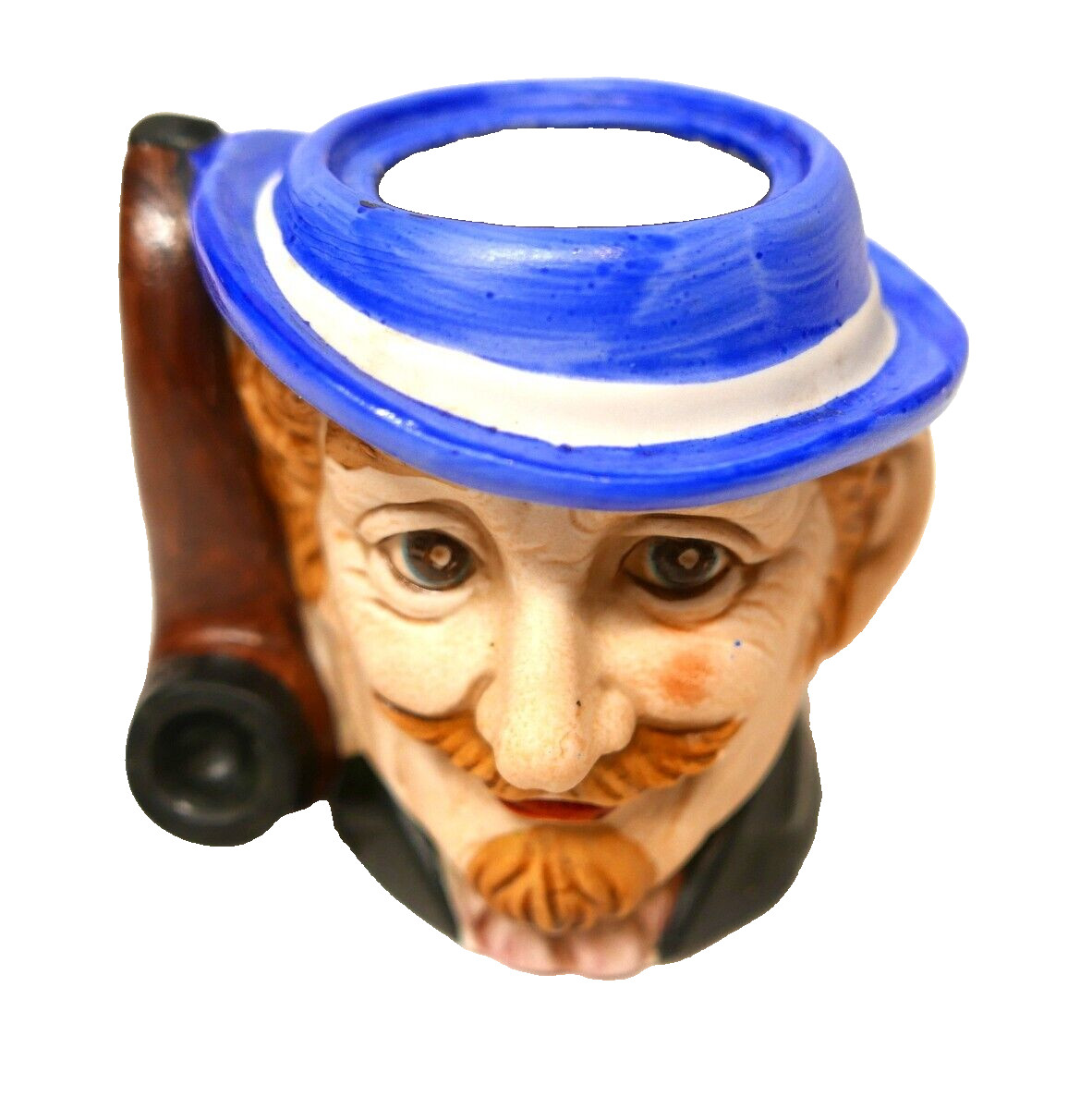 Vintage Toby Style Man with Pipe Weighted Office Desk Pen Holder 3.5″ x 3.5″