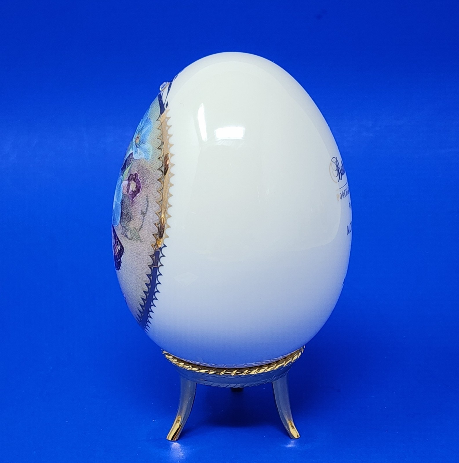 DANBURY MINT Lena Liu BUTTERFLY GARDEN Morning Glory & Ringlet Porcelain Vtg Egg