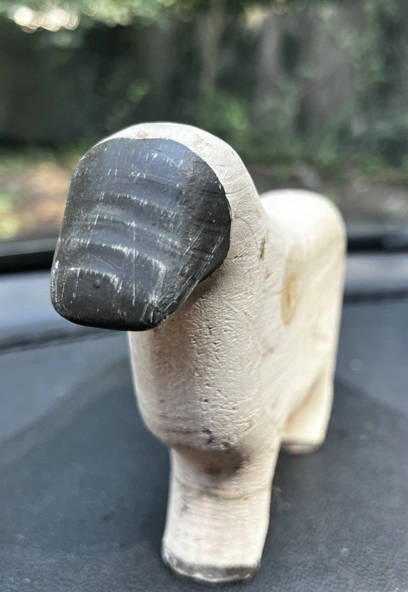 Vintage Primitive Hand Carved Wooden Sheep Folk Art Farmhouse Decor 7 Inch