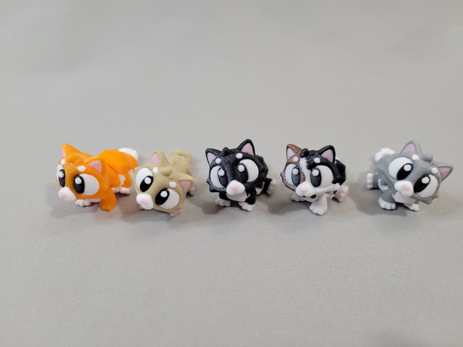 Cat Articulated Fidget Desk Playset with 5 Cats 3D Printed