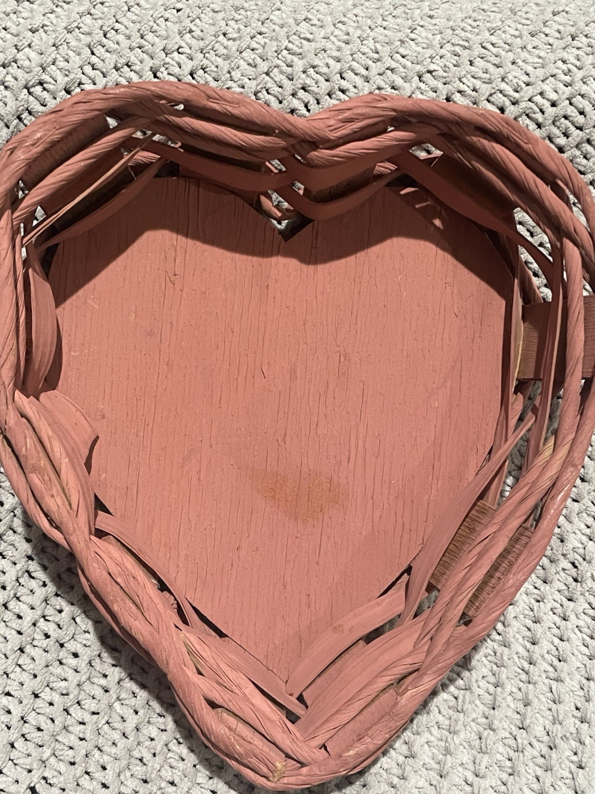 Pink Wooden Heart Shelf Sitter W/ Rag Doll Cottage Core Decor Vintage Country