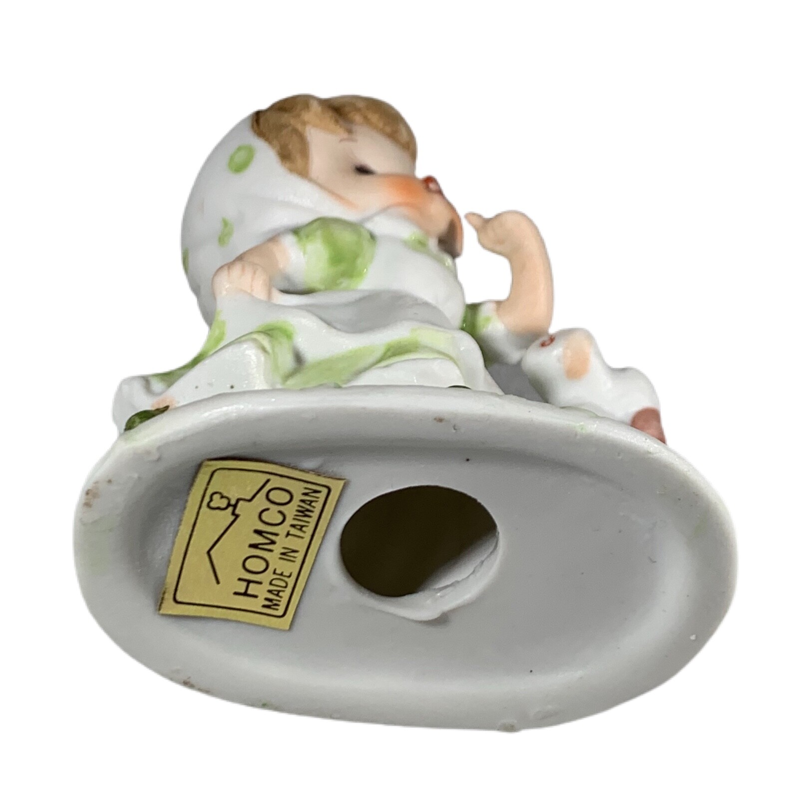 Vintage Homco Girl With Puppy Dog Sweet 3″ Porcelain Figurine Green