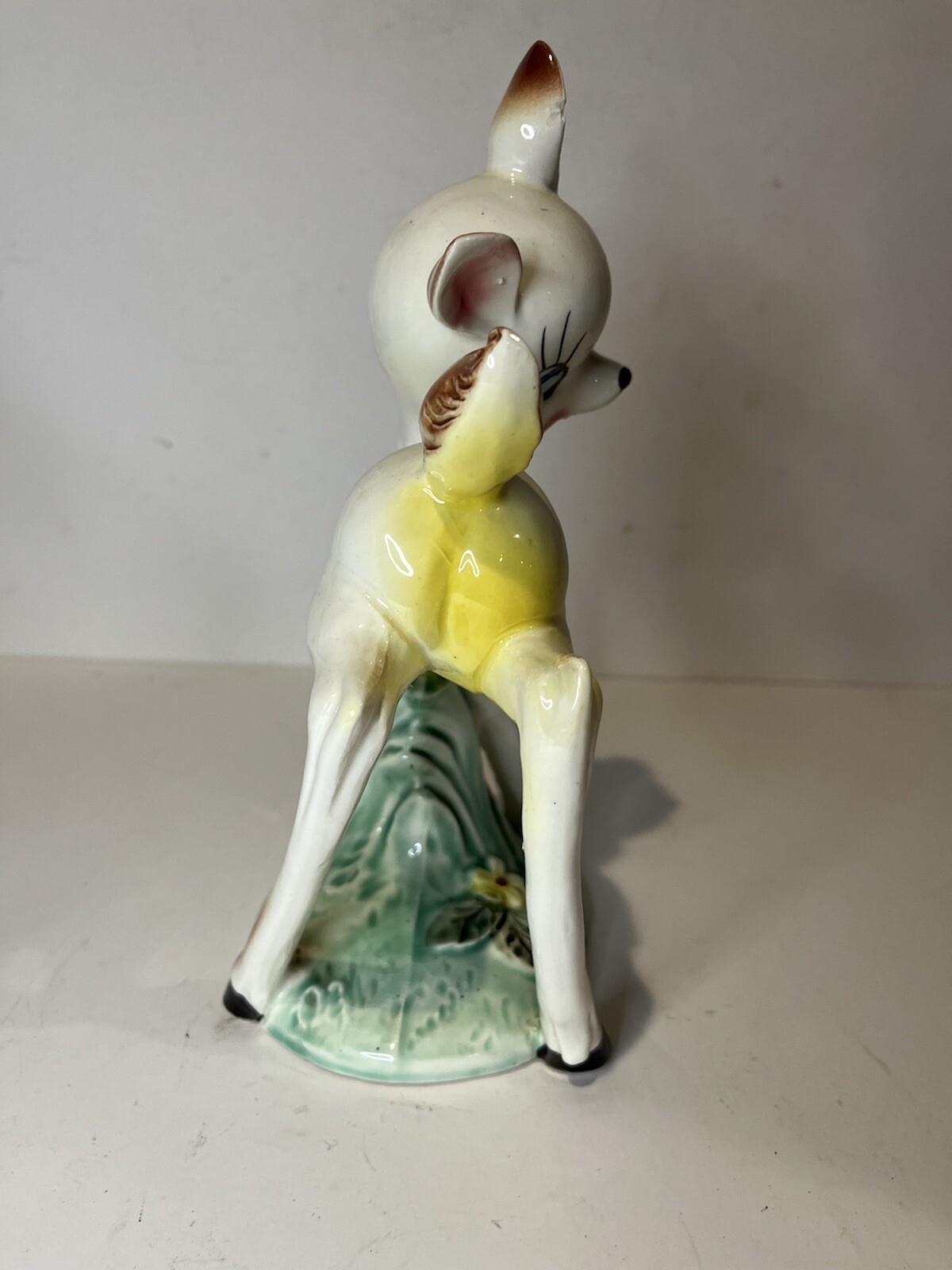 Rare Vintage Kitsch White Fawn Deer Made In Japan Figurine Pair Anamorphic