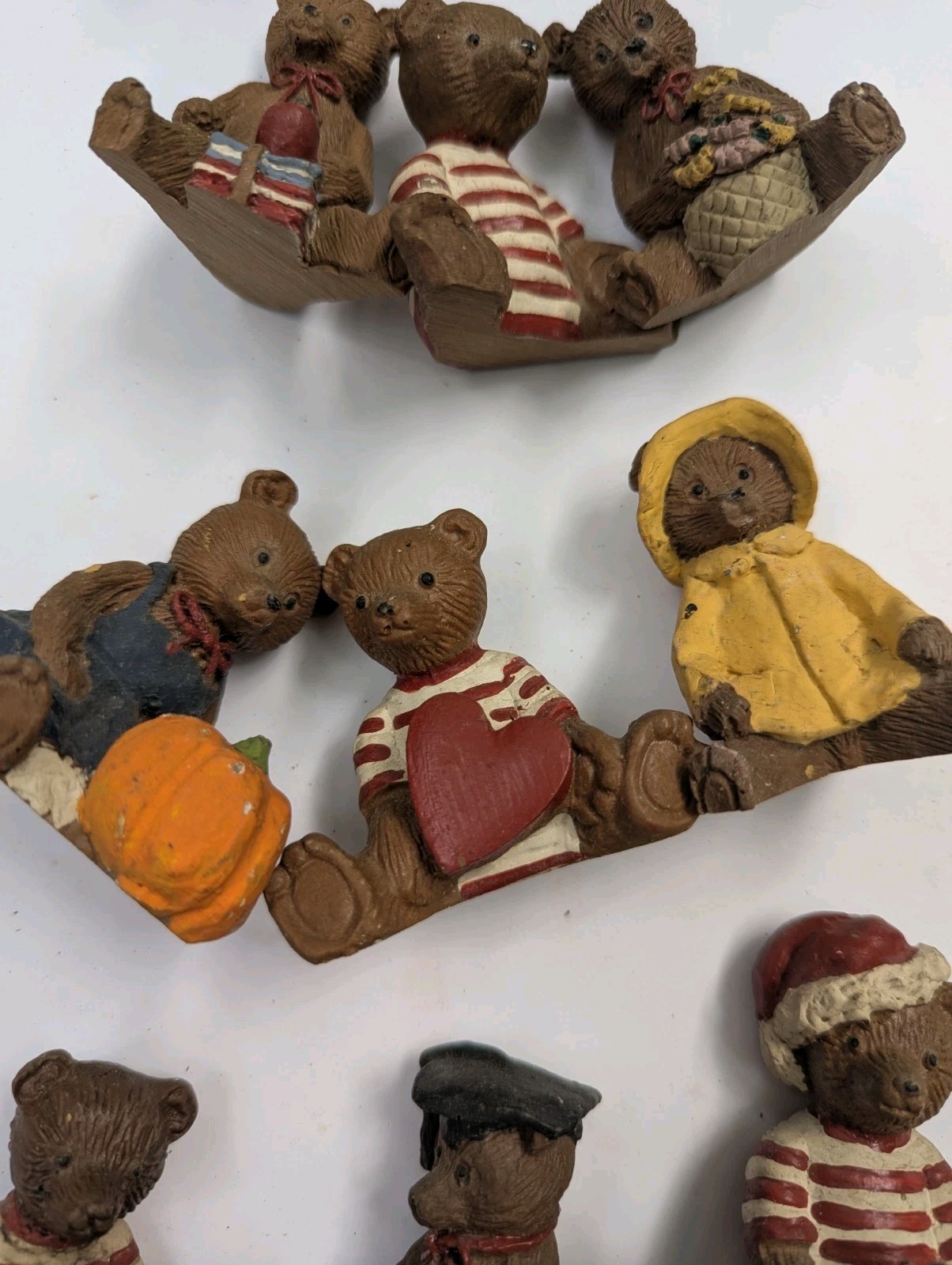 Vintage Miniature 2″ Teddy Bear Figurine Composite Resin – Set of 15