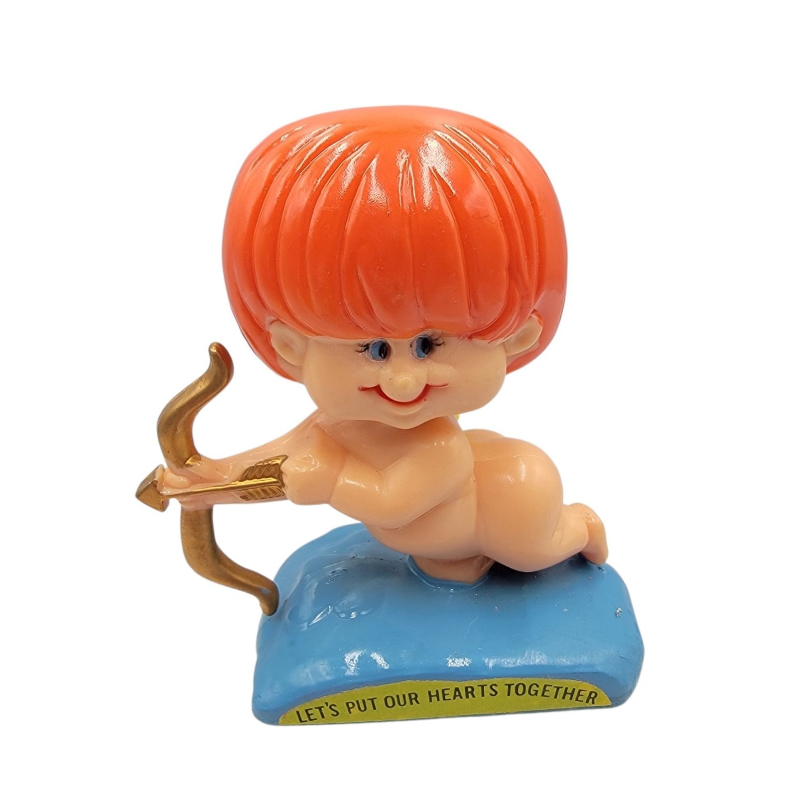 Wallace Russ Berries Cupid Figurine 1971 Hong Kong Orange Hair Wings Bow Arrow