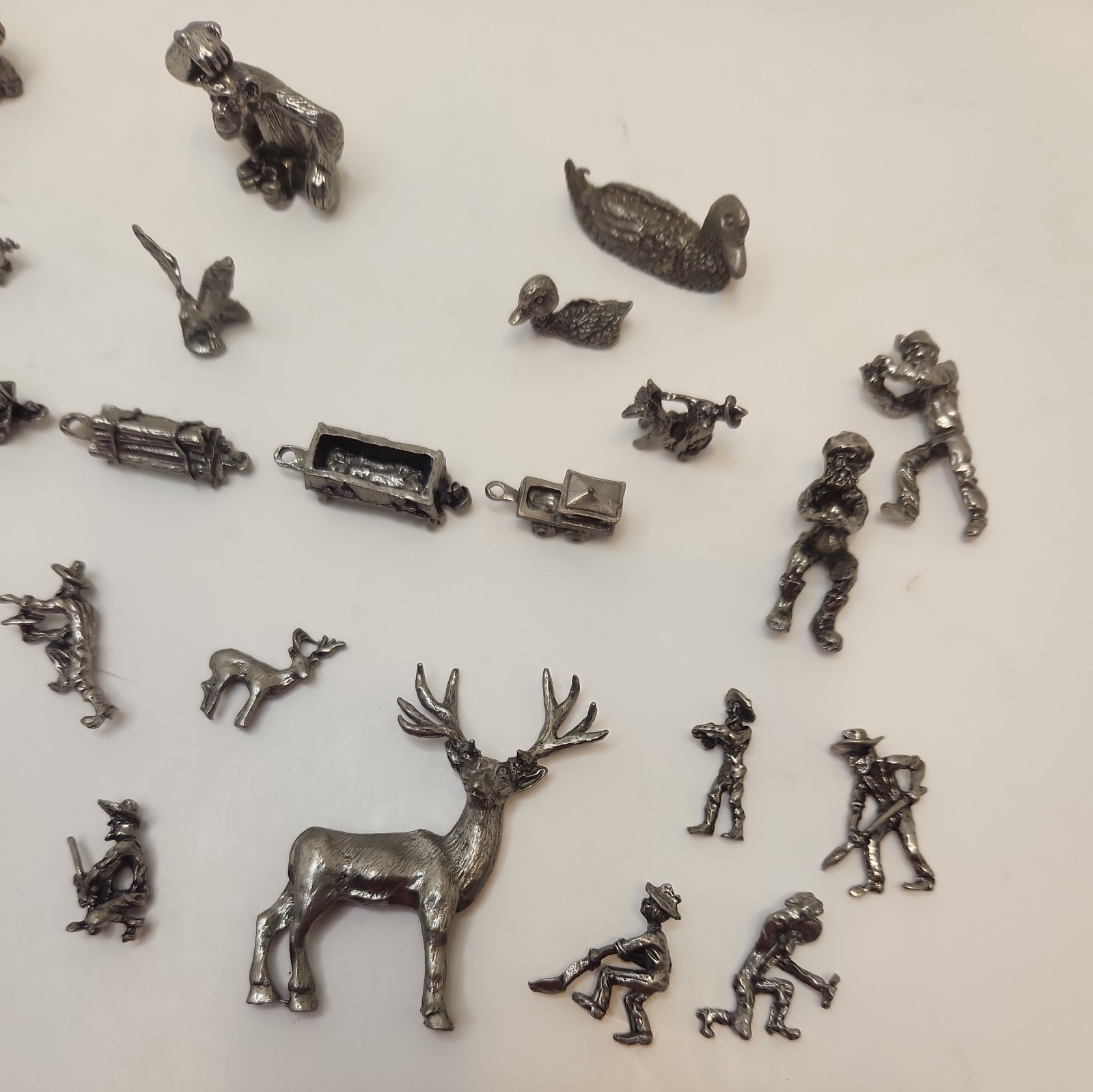 Lot of 34 Unique Miniature Metal Animal/Train Theme Figures Statues. Pewter 1996