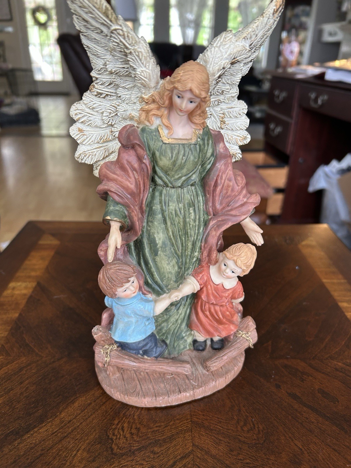 Resin Guardian Angel And Children Resin Figurine 7’ Tall