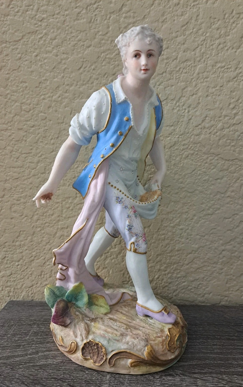 Rare Antique 9.5″ George Washington Planting ? French Bisque Porcelain Figurine