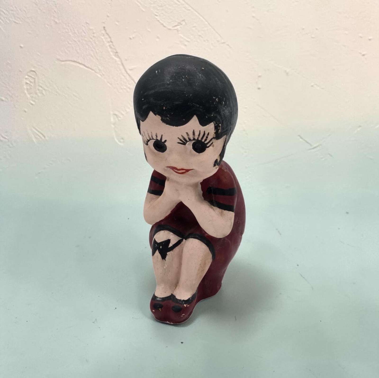 Antique 1920’s Betty Boop Style Flapper Girl Chalkware Bathing Beauty Carnival