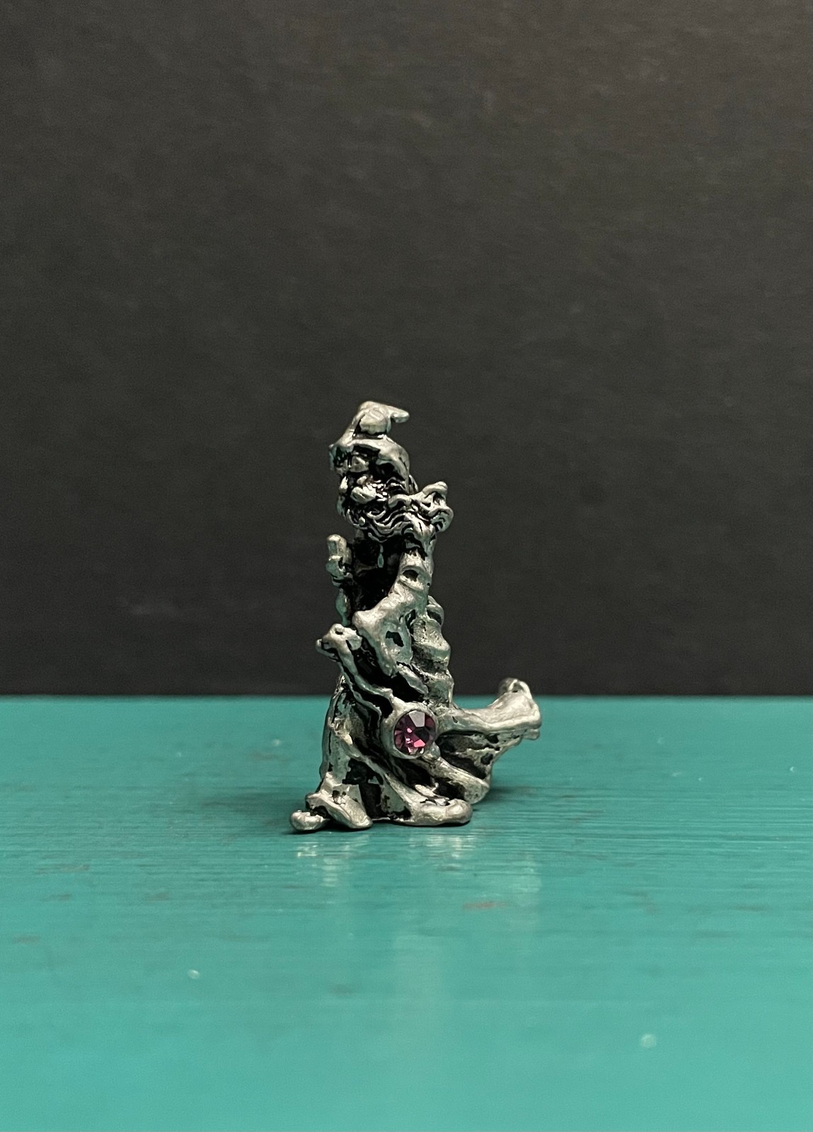 CCI Comstock Pewter Magic Wizard Amethyst Rhinestone Fantasy Mini Art Figurine