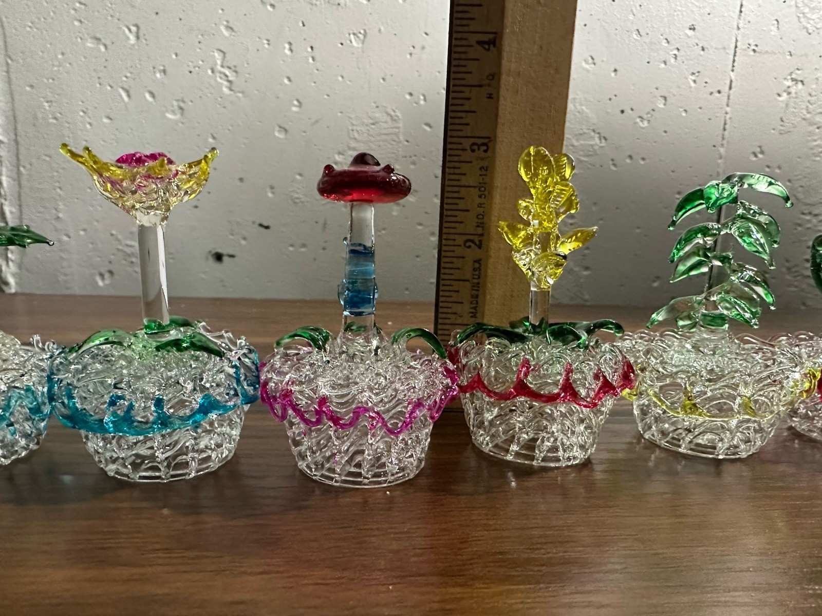 Mini Blown Glass Figurine Plant Set
