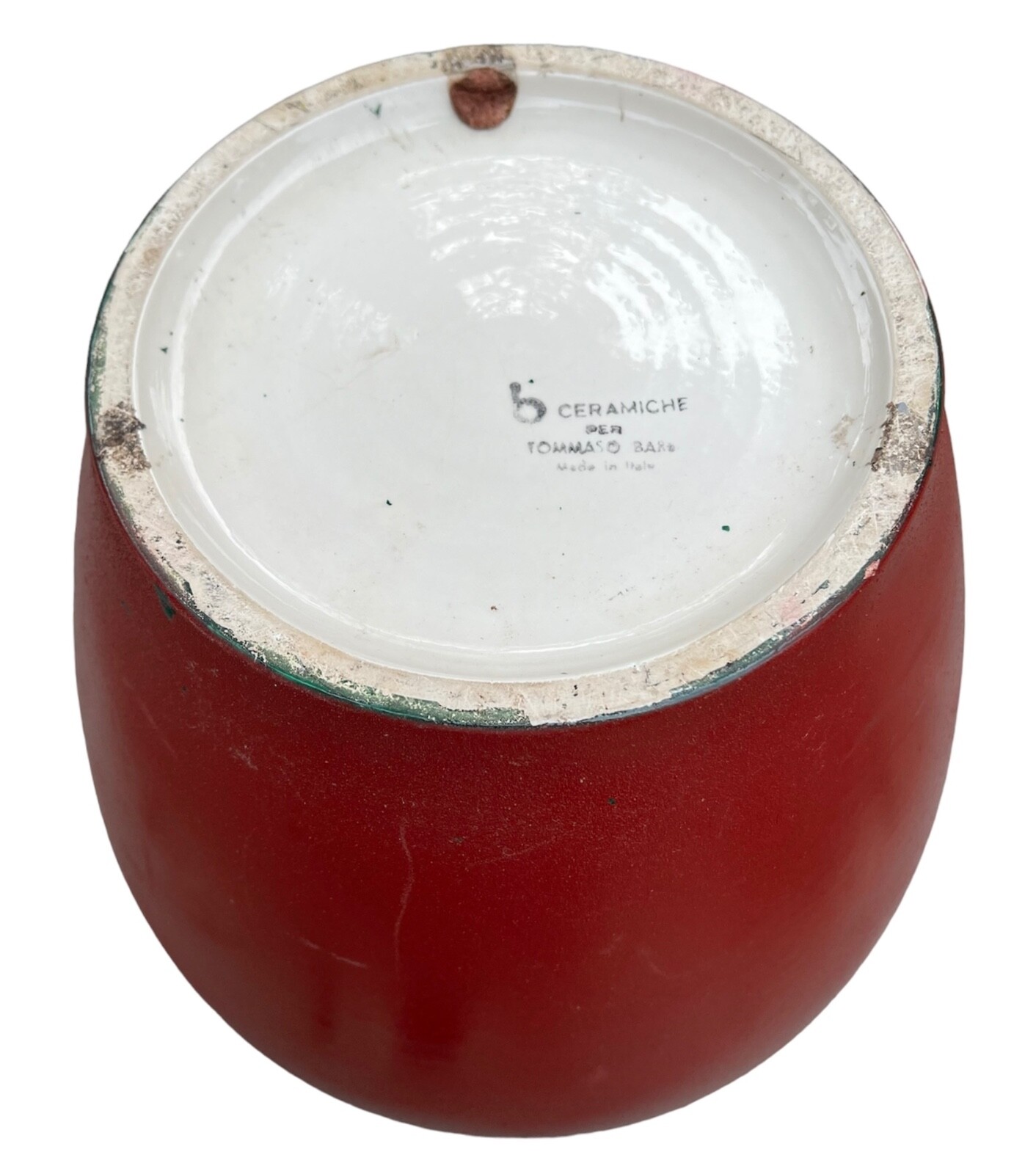 Rare 1970s TOMASSO BARBI Blood Red Ceramic Vessel (15”h) – Made in Italy