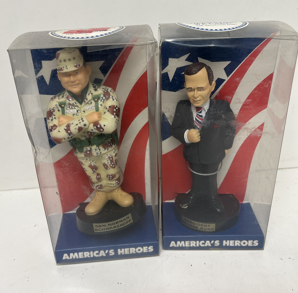 American Heroes President George Bush & General Norman Schwarzkoff 6” Figurines