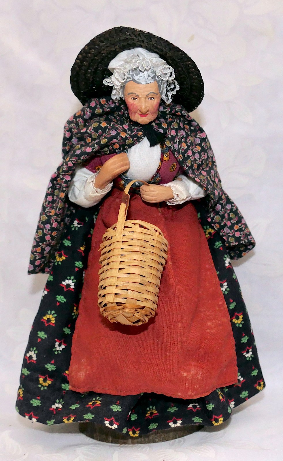 Vintage Santon France Signed Sylvette Amy Terracotta Hunched Old Woman Figurine