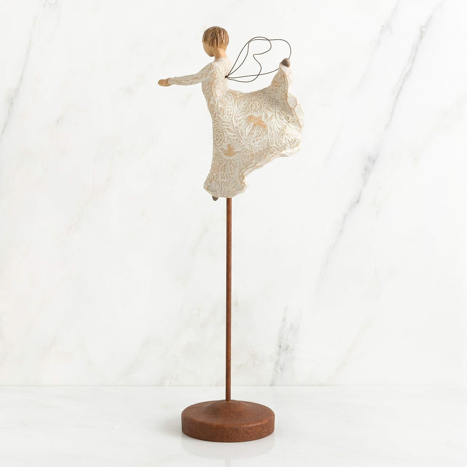 Dance of Life Angel Figurine – Hand-Painted with Nature Symbols for Nativity