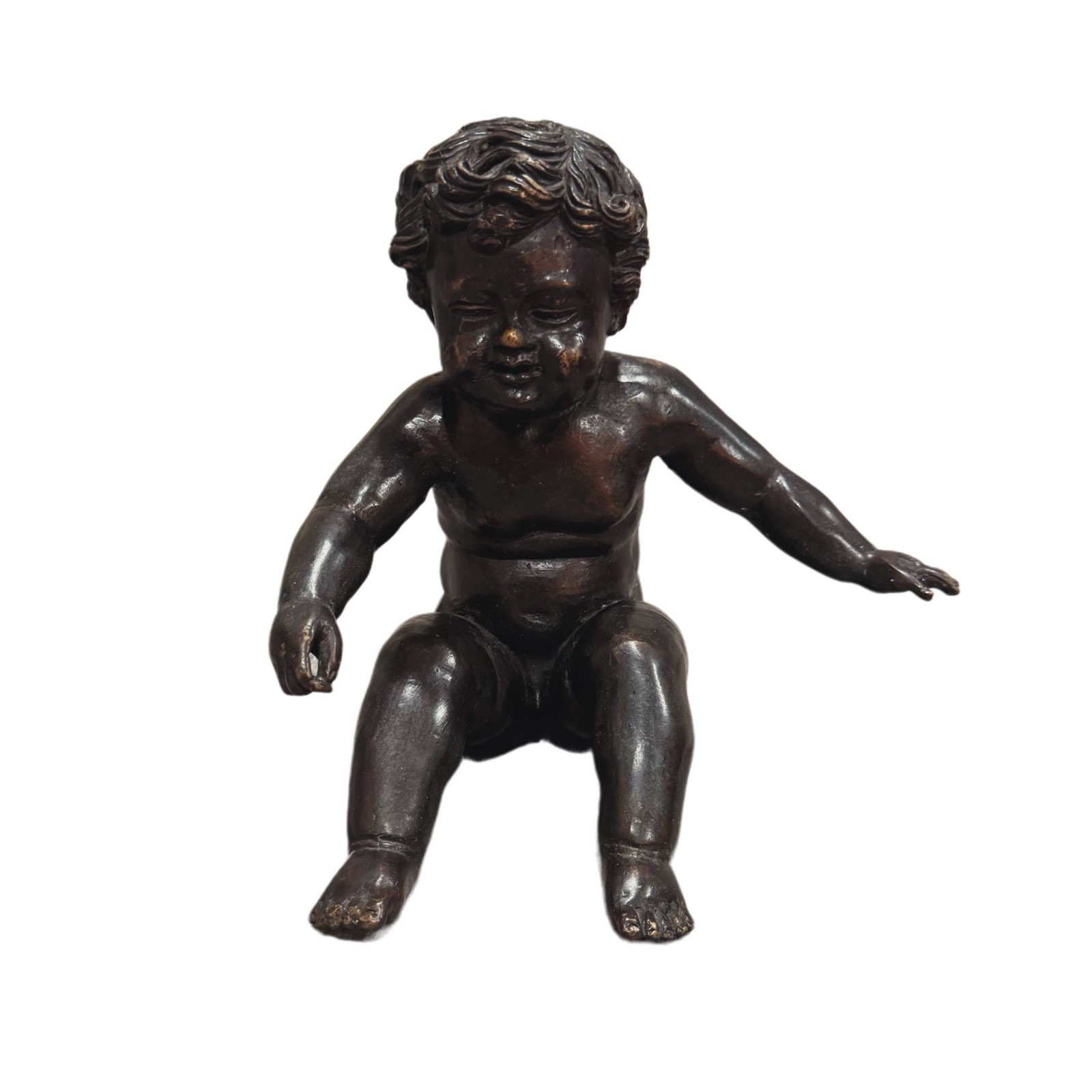 “Vintage Bronze Finish Cherub Putti Figurine Reclining Child Statue”