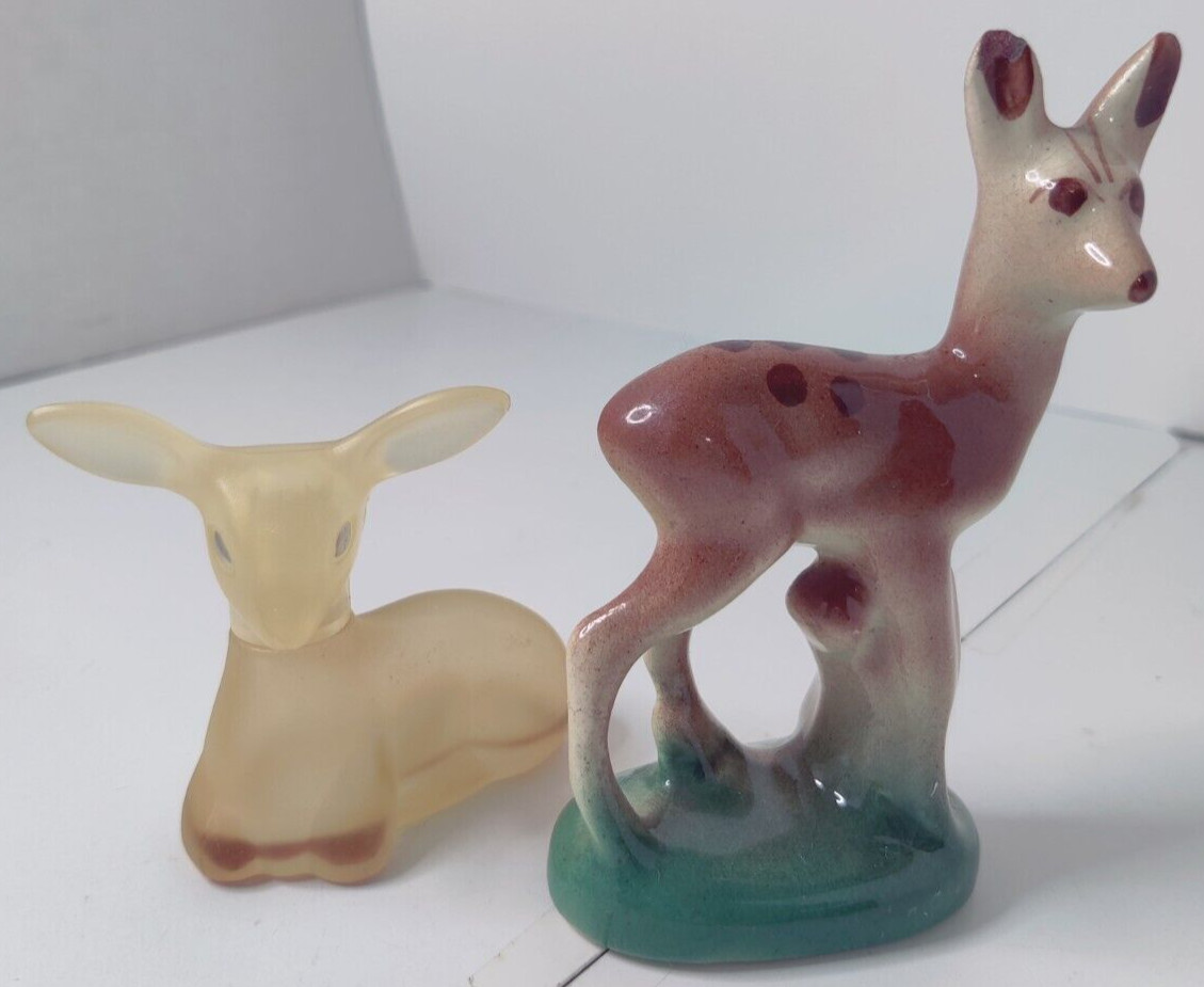 VTG MCM 1950s CERAMIC DEER FIGURINE DOE DEER 1970s AVON BOTTLE CHRISTMAS DECOR