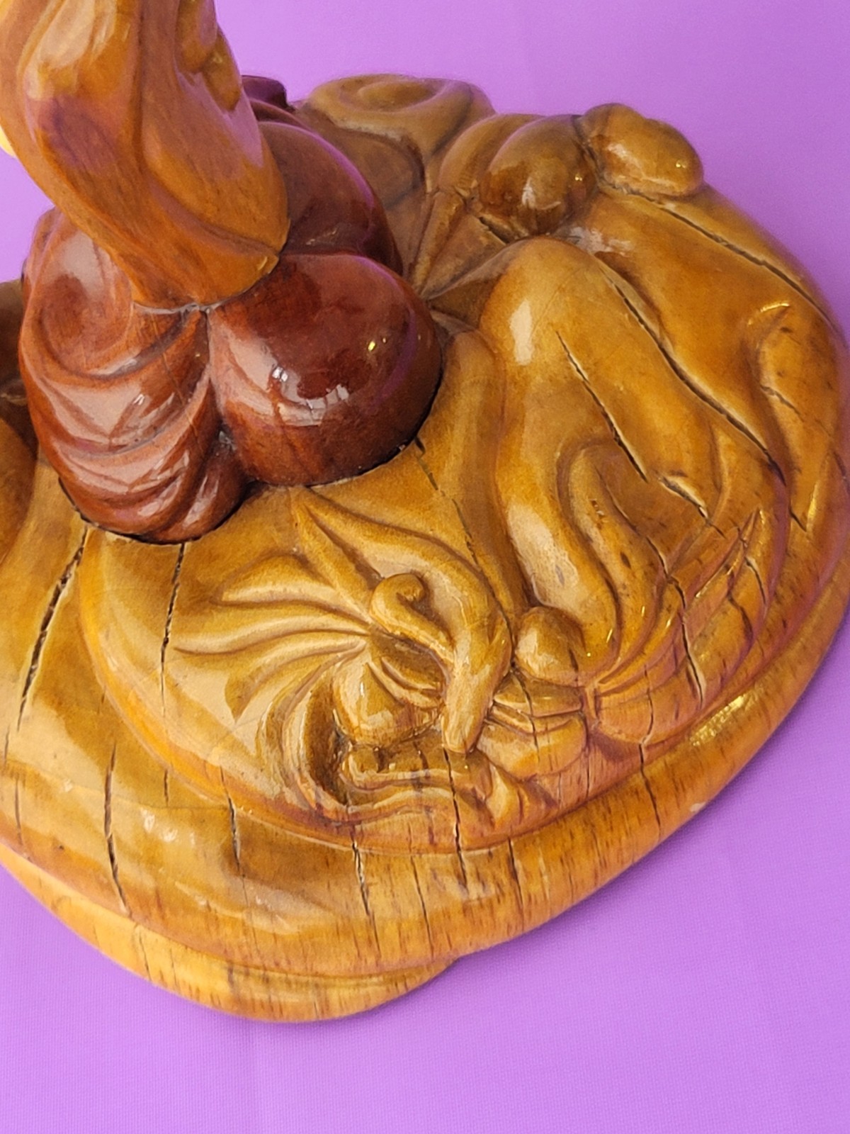Vintage wooden carved sculpture Handmade statuette figurine on a marine theme