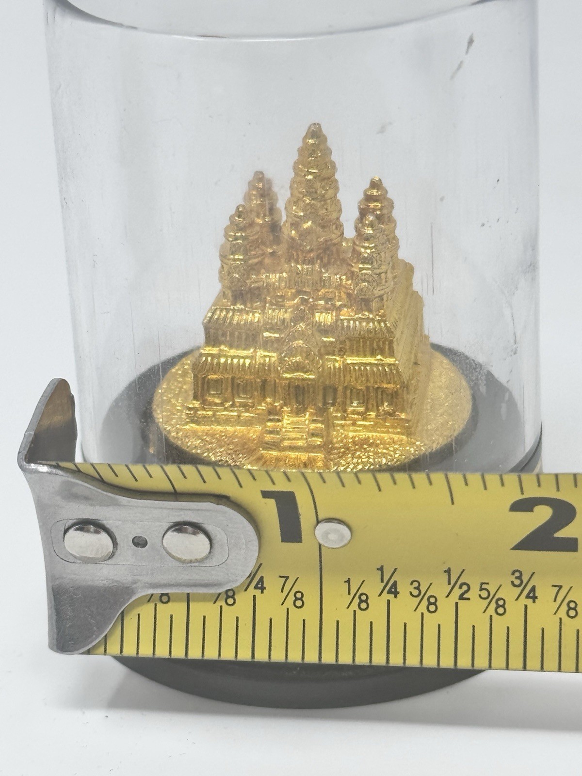 Vintage Angkor Wat Cambodia Gold Tone Miniature Souvenir Display Dome Figurine