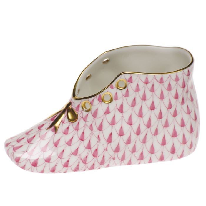 HEREND, BABY SHOE, PINK FISHNET, #VHP-07570 BRAND NEW, MINT & BOX!