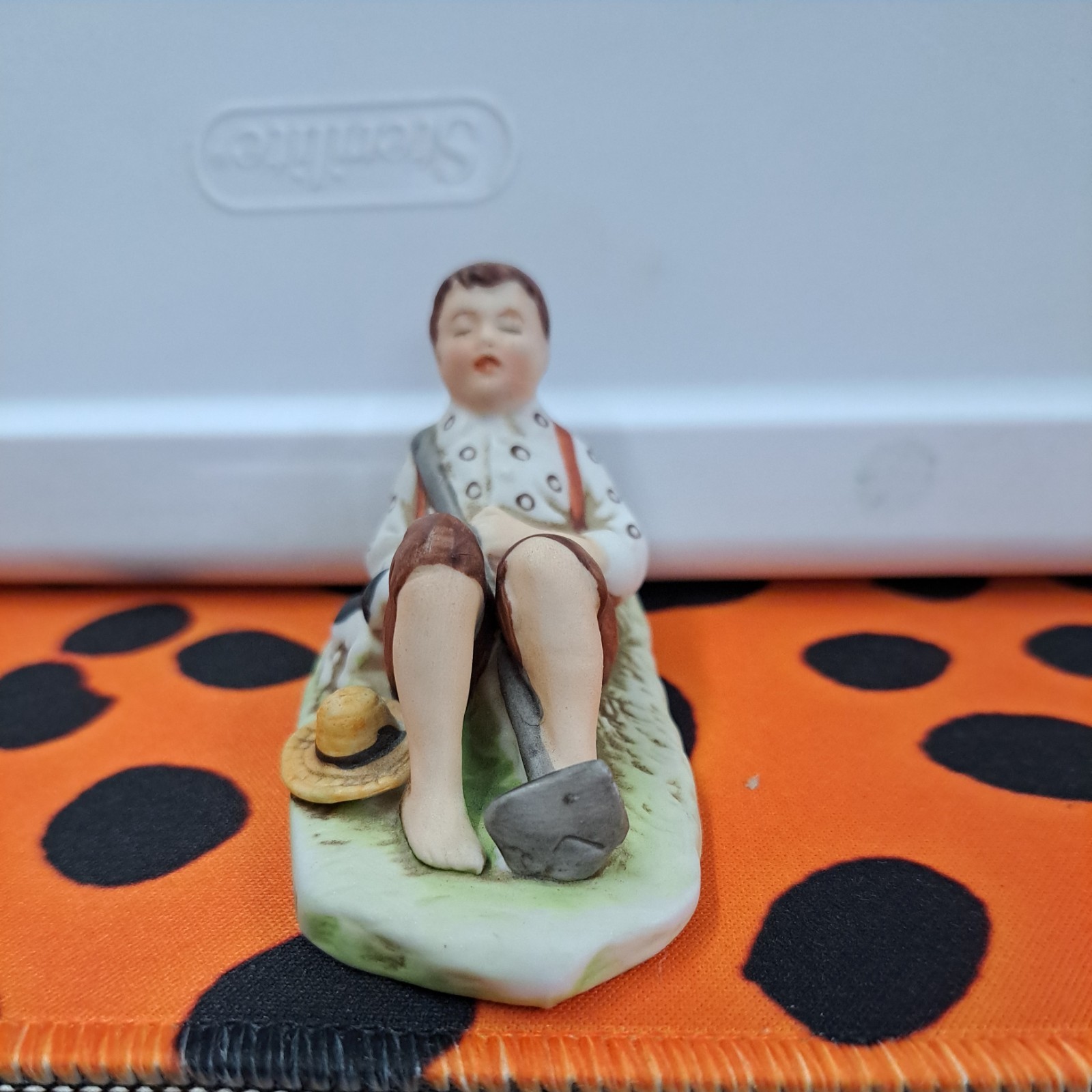 Norman Rockwell 1979 Miniature “Lazy Bones” & “Leap Frog” Figurine NR208 & NR209