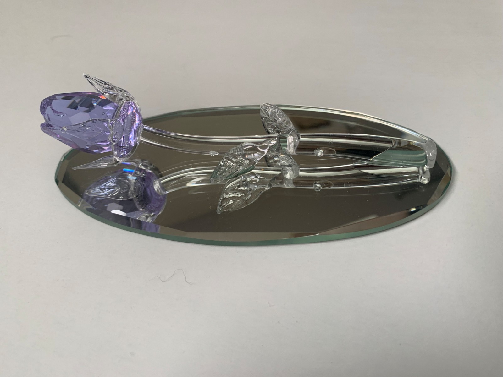 5″ Crystal Rose on Mirror – Genuine Lead Glass Sculpture – Valentine’s Day Gift