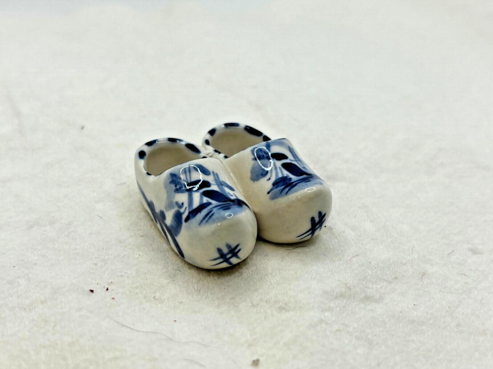 Vintage Porcelain Dutch Shoes Delft Blue Windmills on the Cloggs