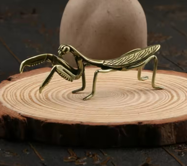 Antique Copper Mantis Miniature Tea Pet Retro Animal Figurine Home Decoration Of