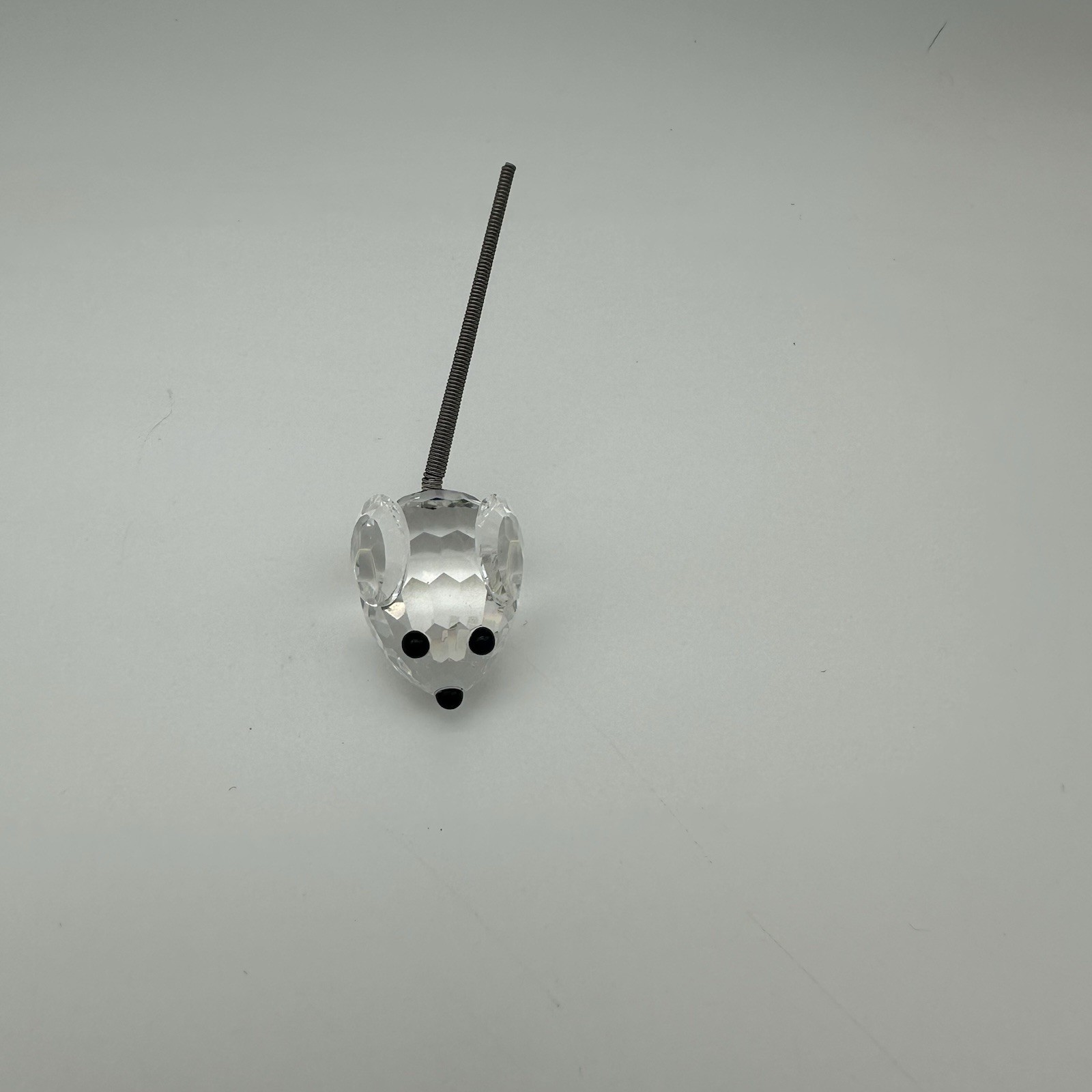 SWAROVSKI CRYSTAL SMALL MOUSE WITH SPRING TAIL BLACK EYES & NOSE SIZE – 1-2”