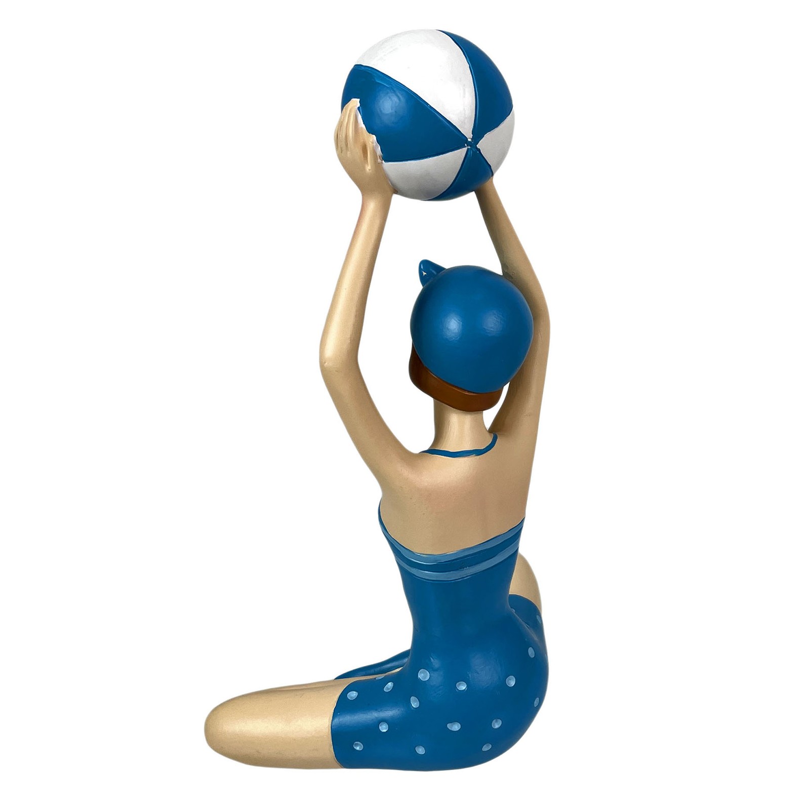 Zeckos Beach Beauty Girl Sunbathing Figurine Holding Beachball Decor 9.5 inch