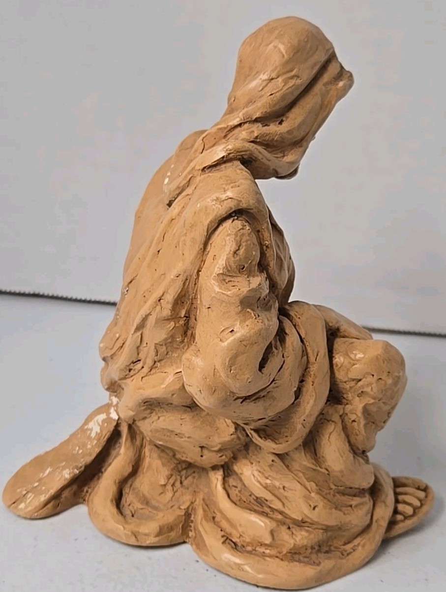 Jesus Kneeling Praying Statue Clay Resin Figurine 6 In. Statue Italian Style