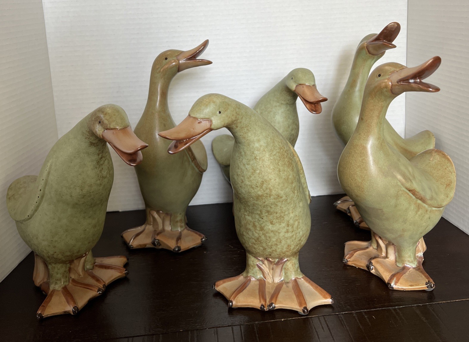 Duck Figurines Green Red-Farmhouse Decor Set of 6 Unbranded 9 1/2”