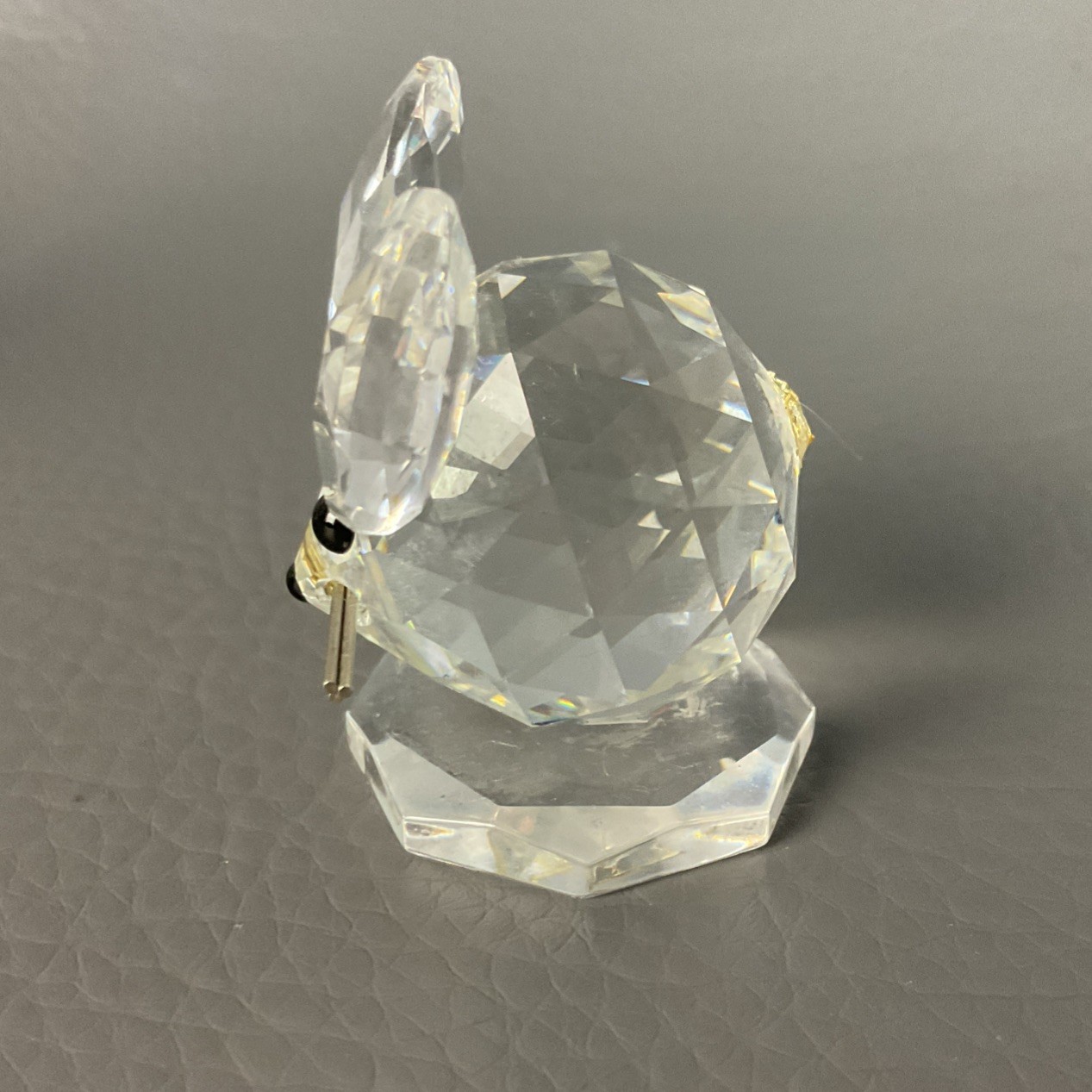 2 Swarovski Crystal Mouse Silver Whiskers Black Eyes Figurine on Octagon Base