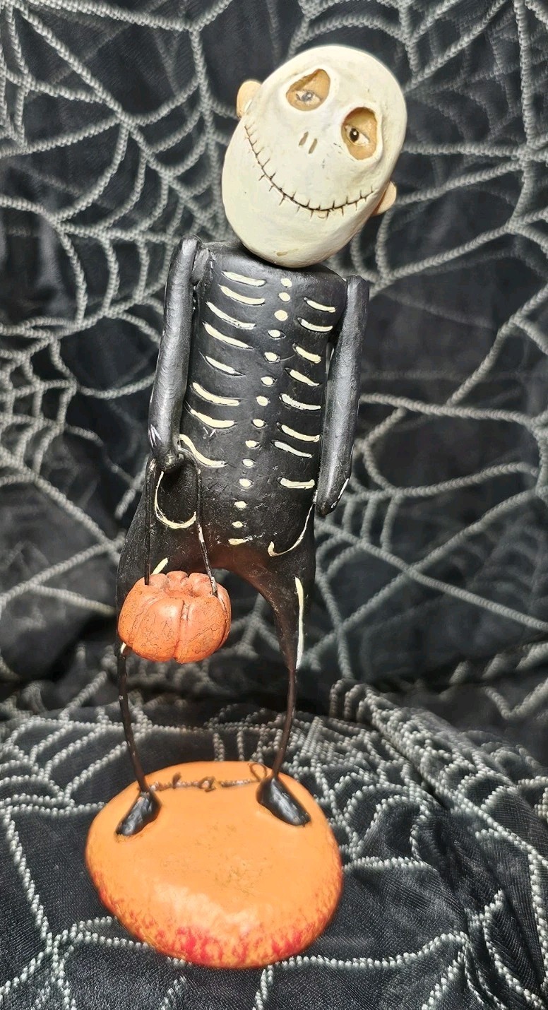 Skelly Trick or Treat Halloween Folk Art by Janell Berryman’s PUMPKINSEEDS
