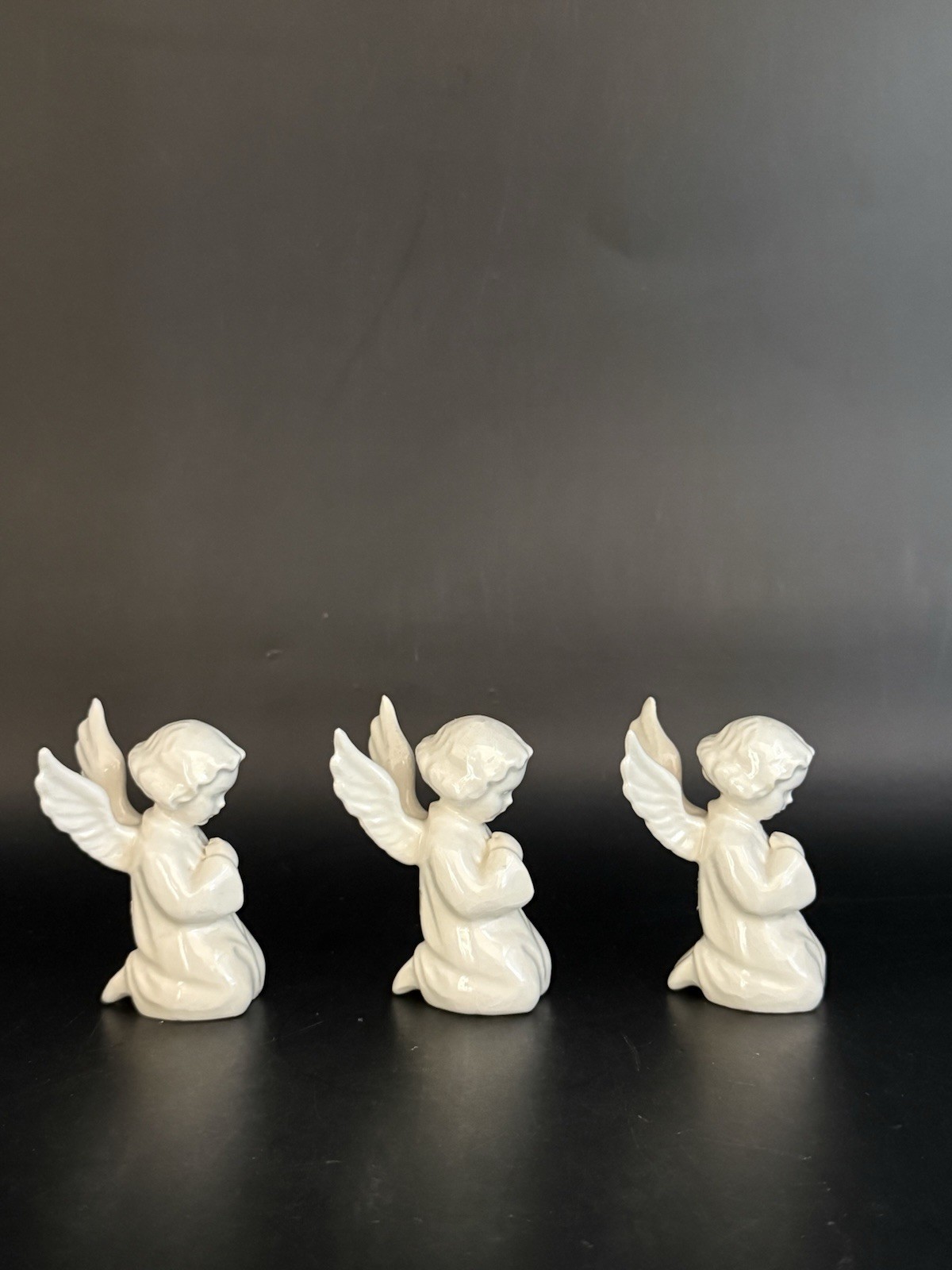 Set of 3 Vintage Praying Angel Figurines West Germany Sacrart Porcelain